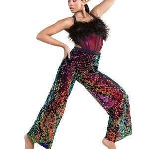 Vibrant Sequin Kids Dance Costume